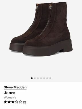 Steve Madden Jones Suede Zip Platform Ankle Boots - Dark Brown